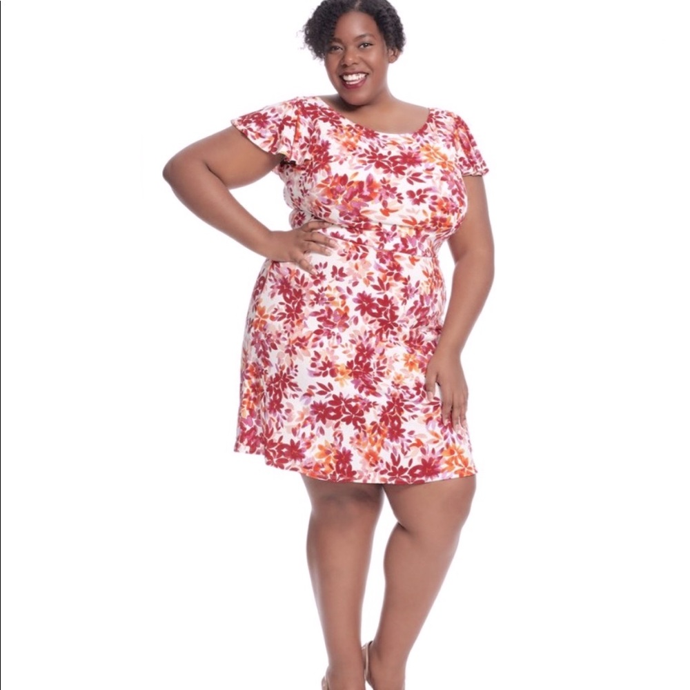 London Times Ruffle Floral Midi Dress